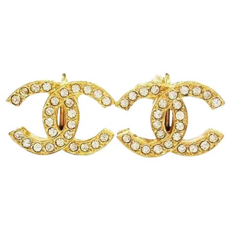 chanel gold earrings crystal cc|chanel gold clip on earrings.